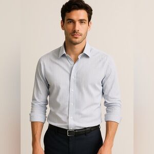 Burberry London Pinstripe Tailored Dress Shirt Size 17-43